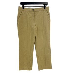 ETRO | Cotton Stretch Striped High Rise Crop Pants Straight Leg Beige | 42